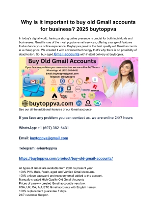 Why is it important to buy old Gmail accounts for business_ 2025 buytoppva