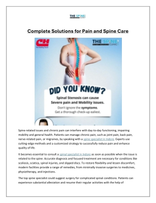 Complete Solutions for Pain and Spine Care