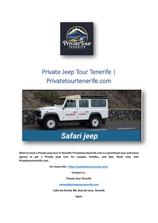 Private Jeep Tour Tenerife | Privatetourtenerife.com