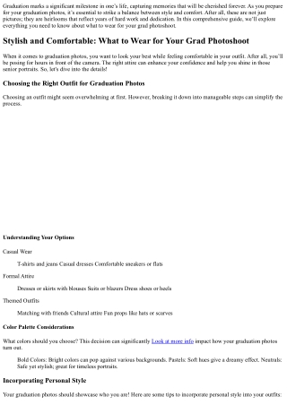 Stylish and Comfortable: What to Wear for Your Grad Photoshoot