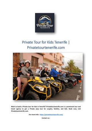Private Tour for Kids Tenerife | Privatetourtenerife.com