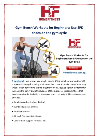 Gym Bench Workouts for Beginners: Use SPD shoes on the gym cycle