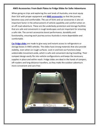 4WD Accessories From Bash Plates to Fridge Slides for Safer Adventures