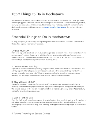 E - Top 7 Things to Do in Hochatown