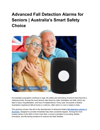Smart Fall Detection Alarms for Seniors | Trusted Safety Across Australia