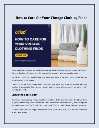 How to Care for Your Vintage Clothing Finds?