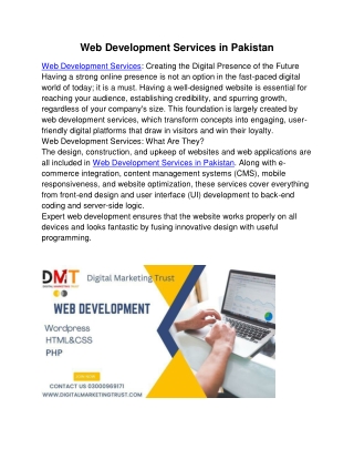 Web Development Services in Pakistan