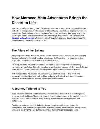 How Morocco Meta Adventures Brings the Desert to Life