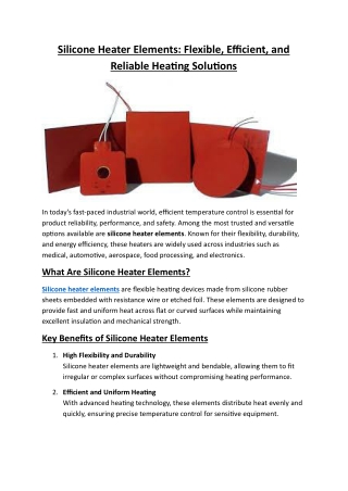 Silicone Heater Elements | Best-Heaters Flexible Solutions