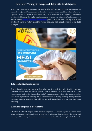 How Injury Therapy in Hempstead Helps with Sports Injuries