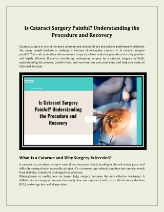 Is Cataract Surgery Painful? Understanding the Procedure and Recovery