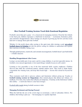 How Football Training Sessions Teach Kids Emotional Regulation