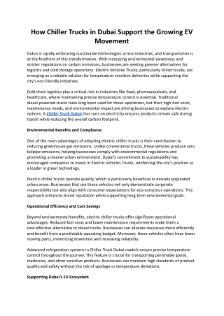 How Chiller Trucks in Dubai Support the Growing EV Movement.docx