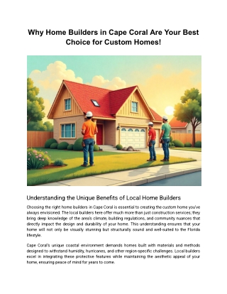 Why Home Builders in Cape Coral Are Your Best Choice for Custom Homes!