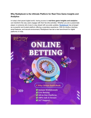 Why Reddybook is the Ultimate Platform for Real-Time Game Insights and Analytics