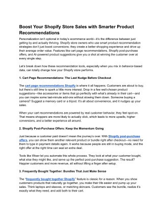 Boost Your Shopify Store Sales with Smarter Product Recommendations