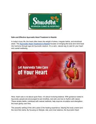 Safe and Effective Ayurvedic Heart Treatment in Nashik