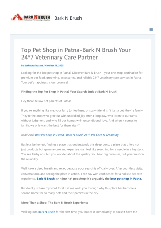 Top Pet Shop in Patna-Bark N Brush Your 24*7 Veterinary Care Partner