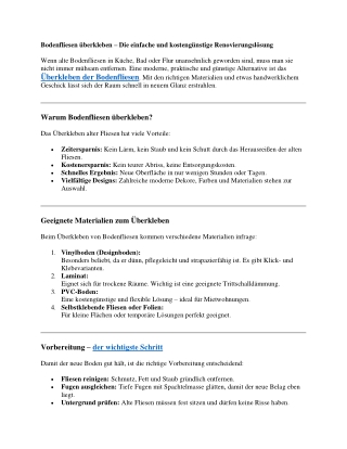 Bodenfliesen überkleben