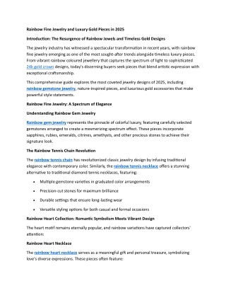 Rainbow Fine Jewelry and Luxury Gold Pieces in 2025