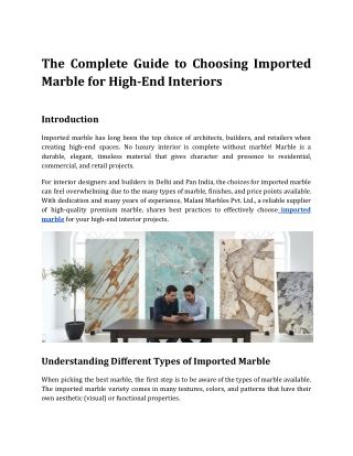 The Complete Guide to Choosing Imported Marble for High-End Interiors