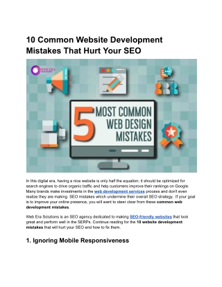 10 Common Web Development Mistakes That Hurt Your SEO