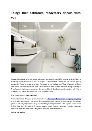Things that bathroom renovators discuss with you