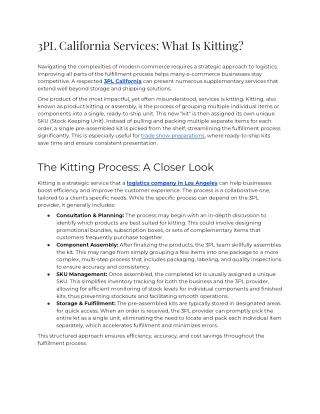 3PL California Services_ What Is Kitting