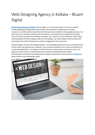 Web Designing Agency in Kolkata – Bluant Digital
