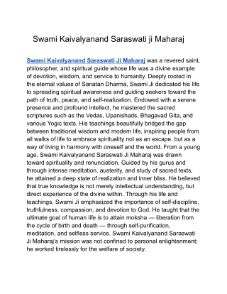 Swami Kaivalyanand Saraswati ji Maharaj