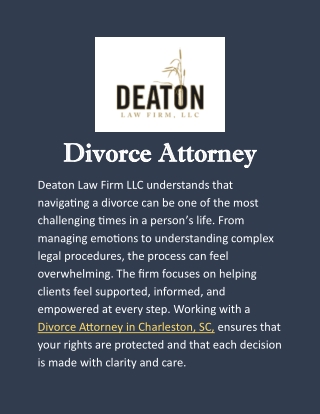 Divorce Attorney in Charleston, SC: Support, Clarity & Fair Legal Solutions