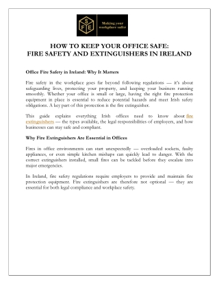 How to Keep Your Office Safe Fire Safety and Extinguishers in Ireland