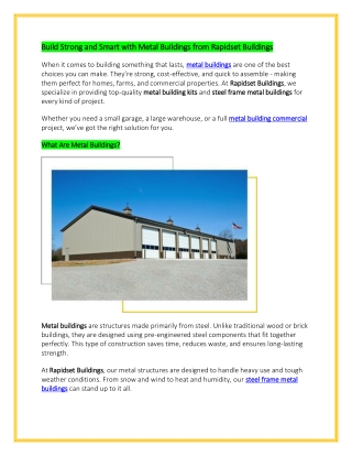 Build Strong and Smart with Metal Buildings from Rapidset Buildings