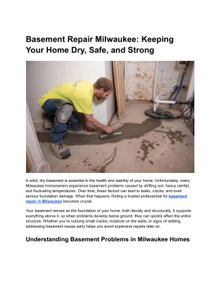 Basement Repair Milwaukee_ Keeping Your Home Dry, Safe, and Strong