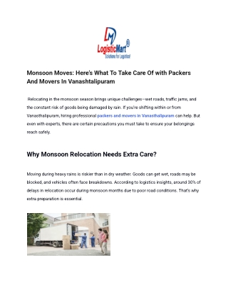 Monsoon Moves_ Here’s What To Take Care Of with Packers And Movers In Vanashtalipuram