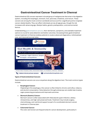 Gastrointestinal Cancer Treatment in Chennai