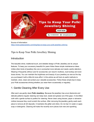 Tips to Keep Your Polki Jewellery Shining
