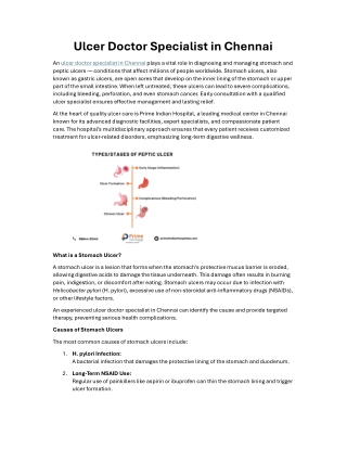 Ulcer Doctor Specialist in Chennai