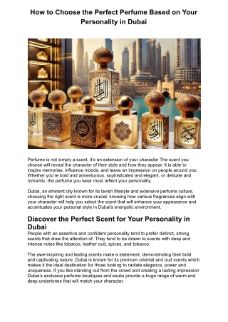 How to Choose the Perfect Perfume Based on Your Personality in Dubai