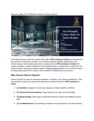 Premium UPVC Windows in Dubai – Crafted to Perfection by Fabiron Exports