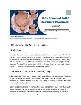 120  Diamond Polki Jewellery Collection