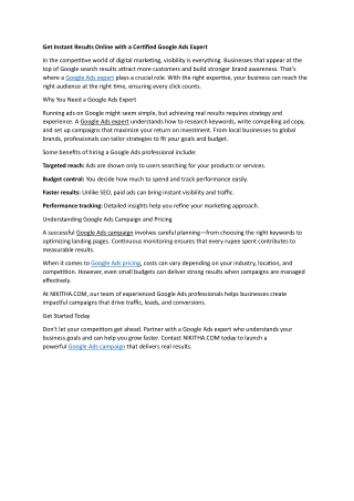 Get Instant Results Online with a Certified Google Ads Expert