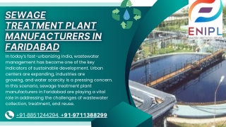 Advancing Sustainability with Sewage Treatment Plant Manufacturers in Faridabad