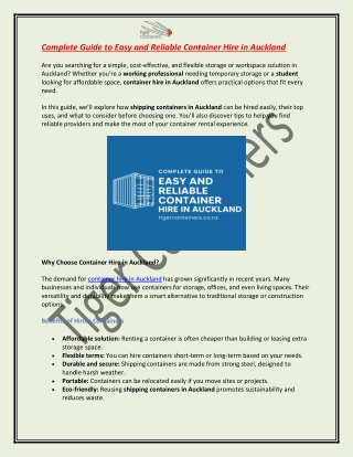 Complete Guide to Easy and Reliable Container Hire in Auckland