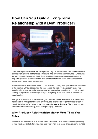 How Can You Build a Long-Term Relationship with a Beat Producer_