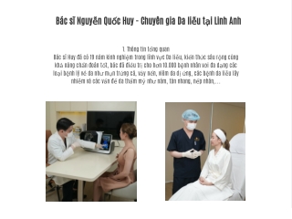 Bác sĩ Nguyễn Quốc Huy - Chuyên gia Da liễu tại Linh Anh