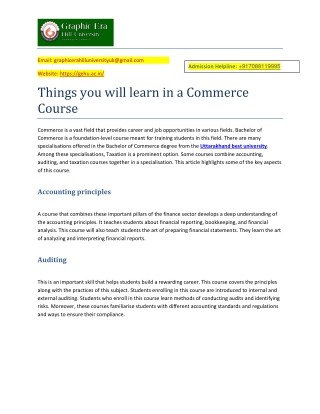 Things you will learn in a Commerce Course