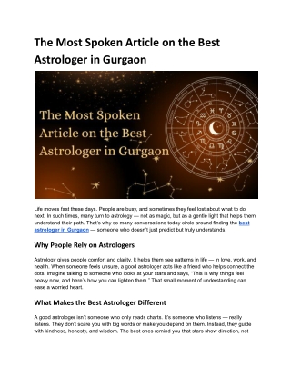 The Most Spoken Article on the Best Astrologer in Gurgaon