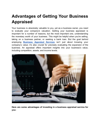Advantages of Getting Your Business Appraised