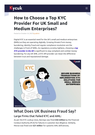 How to Choose a Top KYC Provider For UK Small and Medium Enterprises?